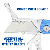 Sheffield 12514 Folding Lock Back® Utility Knives - 3 Pack - Blue Additional Image 2