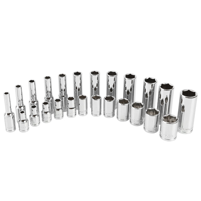 GreatNeck 18622 22 Piece 1/4 Drive Deep/Shallow Socket Set with Tray (Metric) Main Image