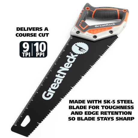 GreatNeck 74003 15 Inch Aggressive Tooth Handsaw w/ Aluminum Frame Composite Handle Additional Image 3