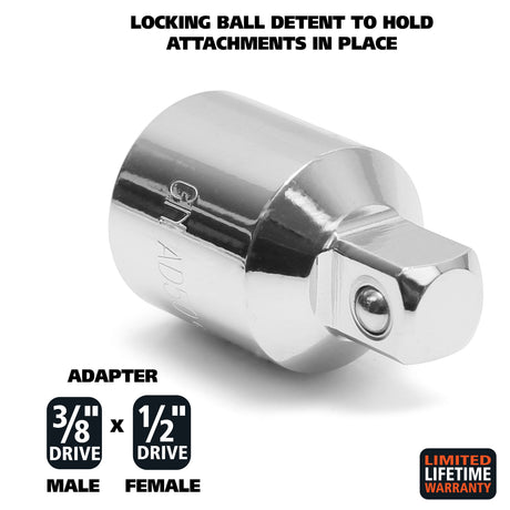 GreatNeck 1/2 Drive 1/2 Inch Female x 3/8 Inch Male Adapter Additional Image 1
