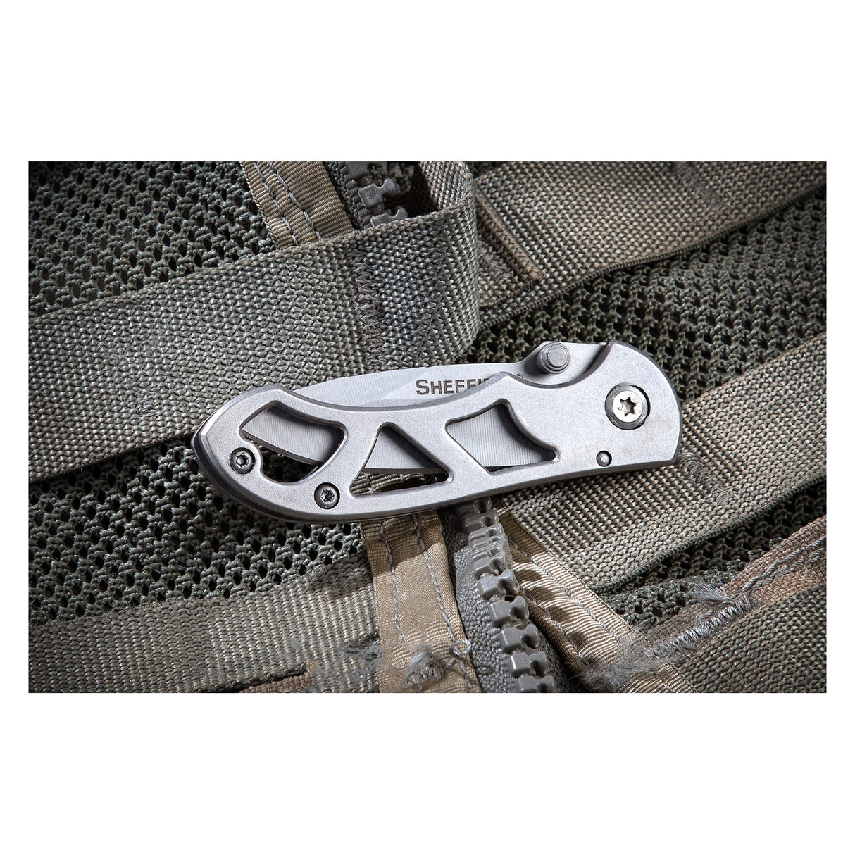 Sheffield 12931 Alloy Series Skeleframe 2.25in. Drop-Point Folding Knife Additional Image 7