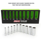 OEMTOOLS 23985 10 Piece 1/4in. Drive Deep Socket Set (SAE) Additional Image 1