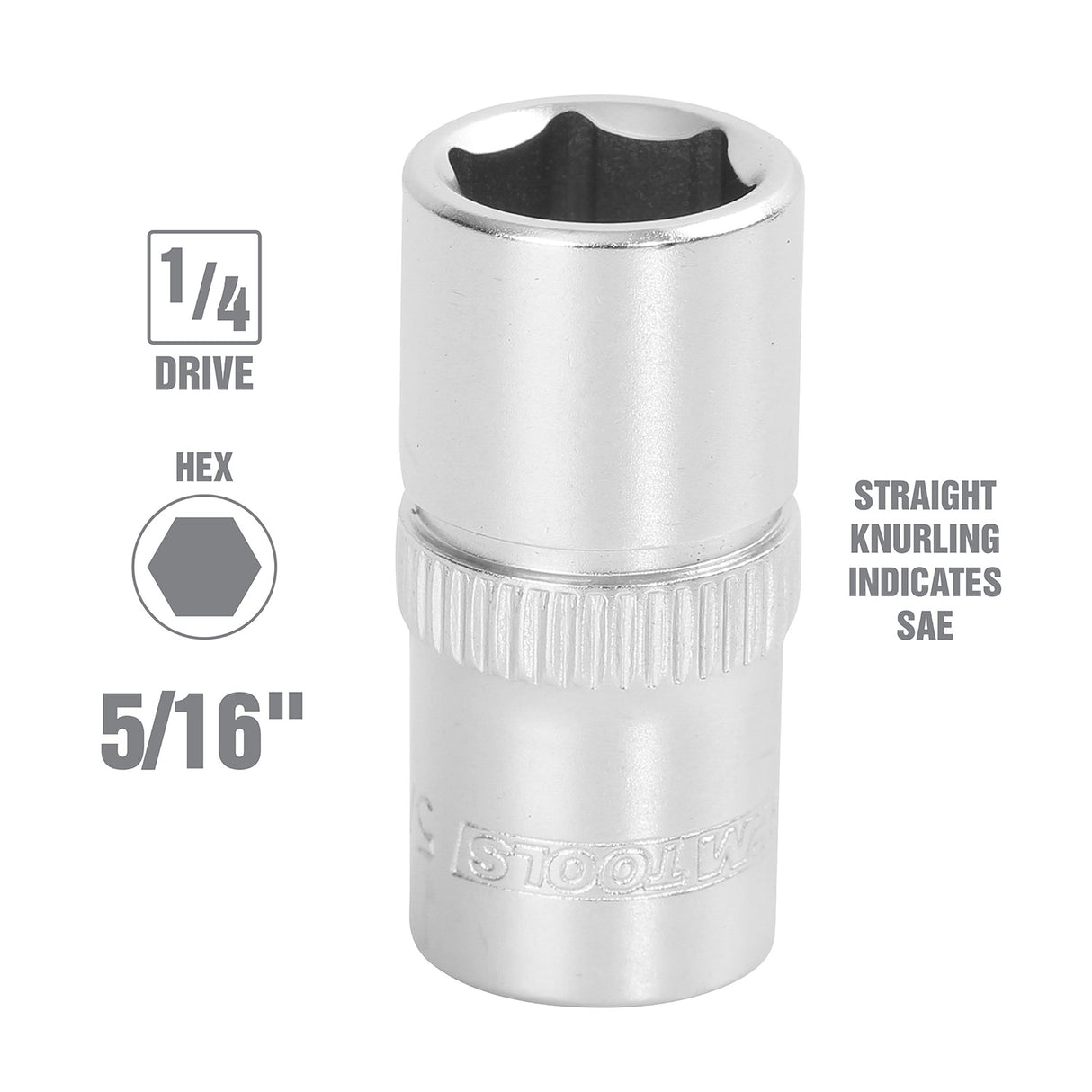 OEMTOOLS 22226 1/4 Inch Drive 6 Pt. Socket (5/16 Inch) Additional Image 1