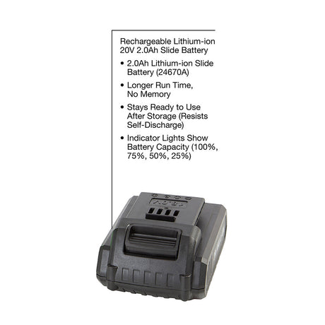 OEMTOOLS™ 24670-36 20V MAX* Lithium-Ion Replacement Battery for 24670 Impact Wrench Additional Image 1