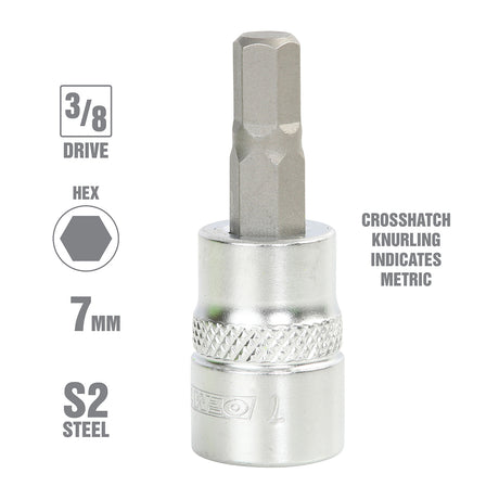 OEMTOOLS 22832 3/8 Inch Drive Hex Bit Socket (7 mm) Additional Image 1
