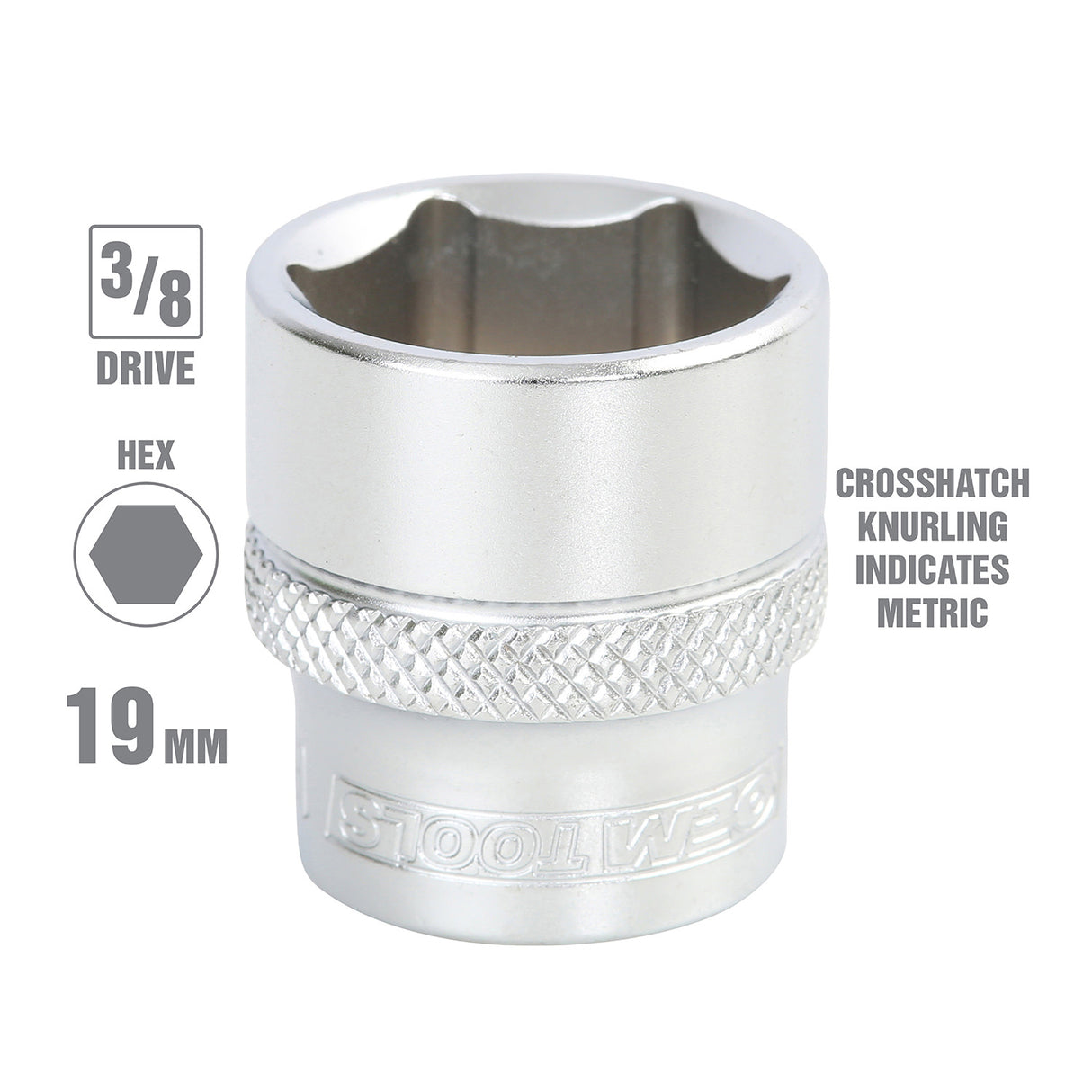 OEMTOOLS 22293 3/8 Inch Drive 6 Pt. Socket (19 mm) Additional Image 1