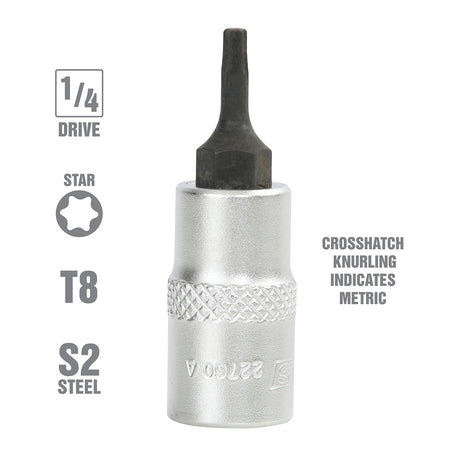 OEMTOOLS 22760 1/4 Inch Drive Star Socket Bit (T8) Additional Image 1