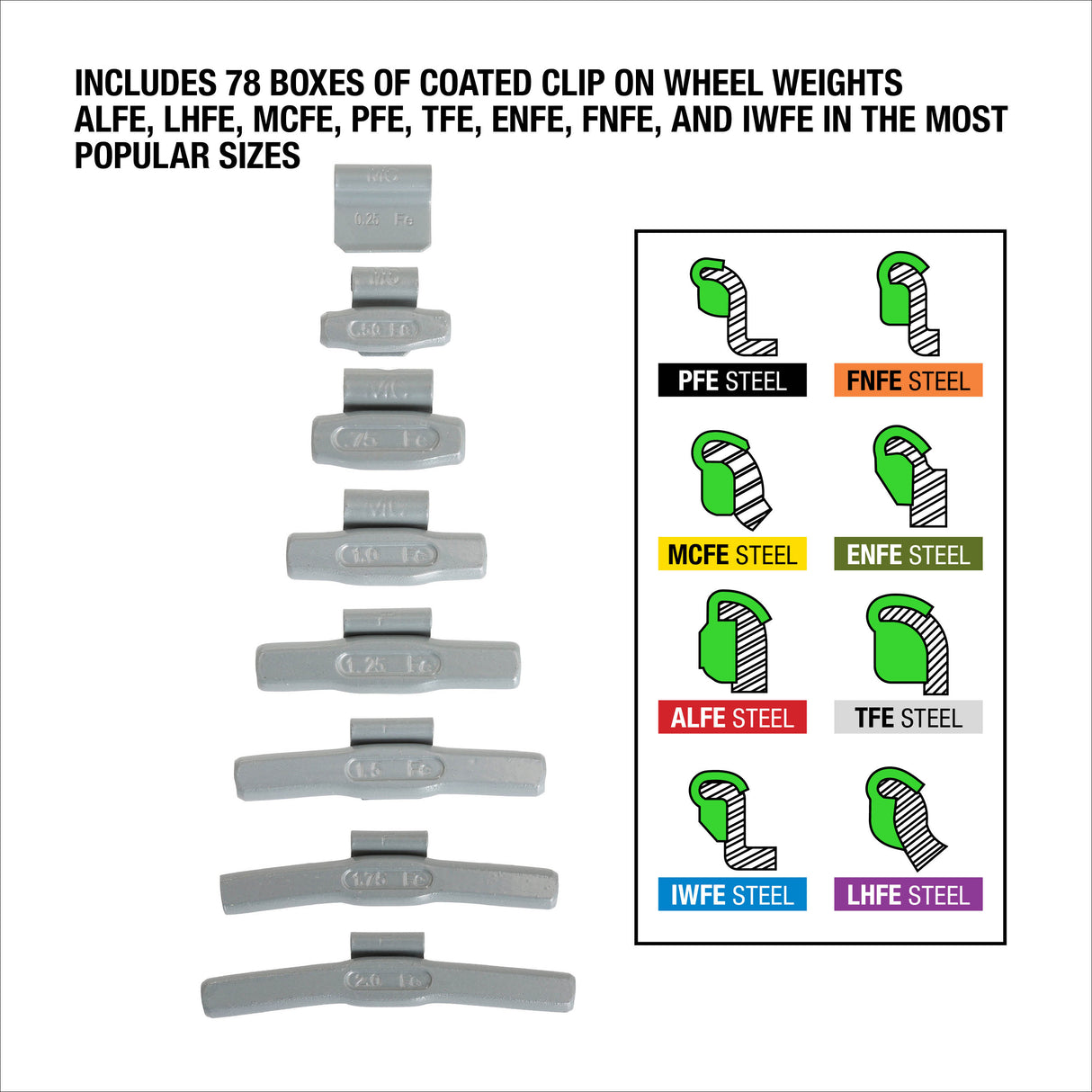 OEMTOOLS 68954A Complete Wheel Weight Kit, Weights Only Additional Image 1