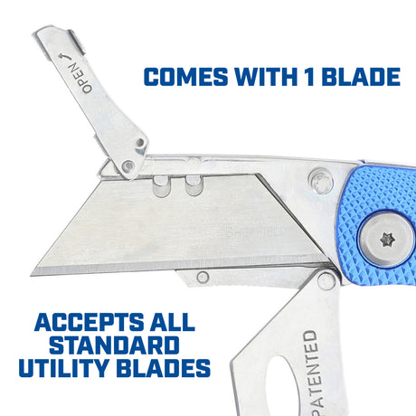 Sheffield 12113 Folding Lock Back® Utility Knife - Blue Additional Image 2
