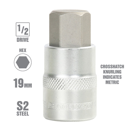 OEMTOOLS 22844 19 mm Hex Bit Socket (1/2 Inch Drive) Additional Image 1