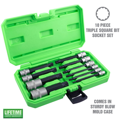OEMTOOLS 23907 10 Piece Magnetic Long Triple Square Bit Socket Set Additional Image 1