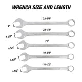 OEMTOOLS 22101 5 Piece SAE Jumbo Combination Wrench Set (1-1/2in. – 2in.) Additional Image 3