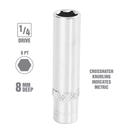 OEMTOOLS 22272 8 mm 1/4 Inch Drive Deep Socket Additional Image 1