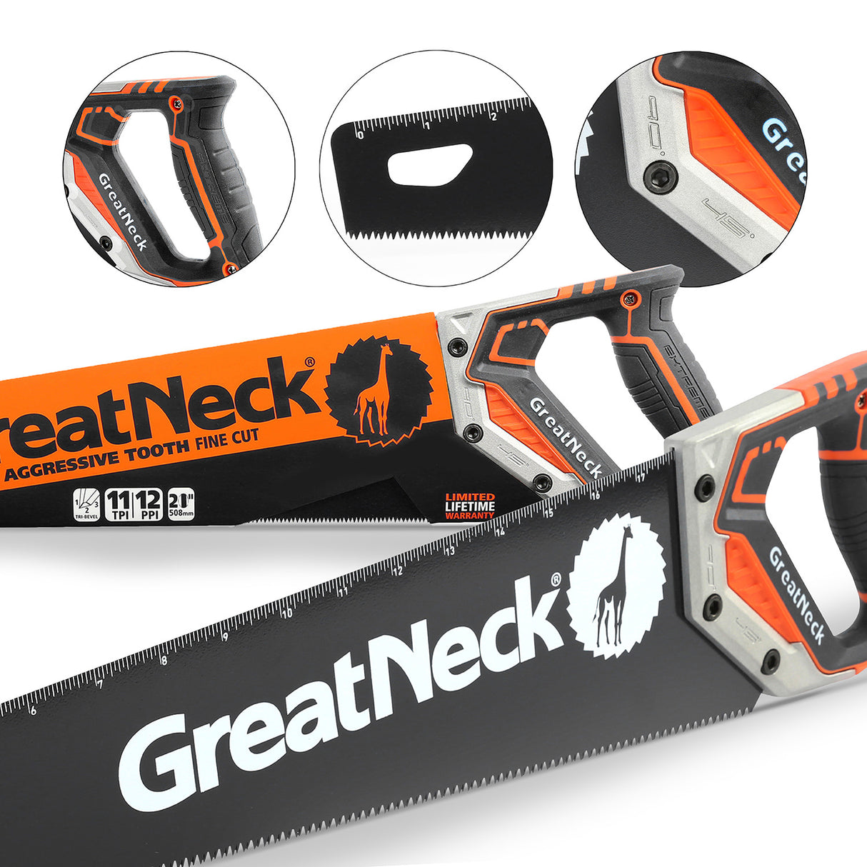 GreatNeck 74004 20 Inch Aggressive Tooth Handsaw w/ Aluminum Frame Composite Handle Additional Image 7