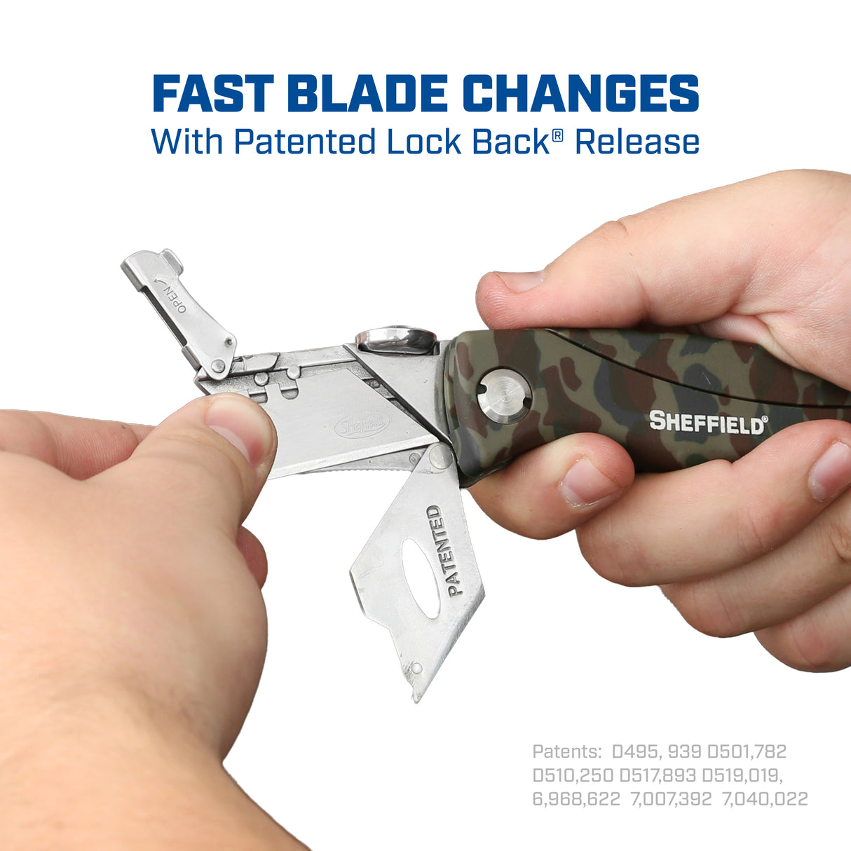 Sheffield 12131 Quick Change Folding Lock Back® Utility Knife Additional Image 1
