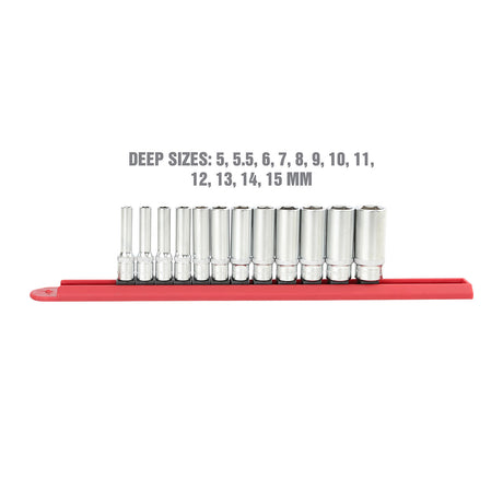 OEMTOOLS 22951 1/4 Inch Drive Deep Socket 12 Piece Set (Metric) Additional Image 2