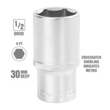 OEMTOOLS 22458 1/2 Inch Drive 6 Pt. Deep Wall Socket (30 mm) Additional Image 1