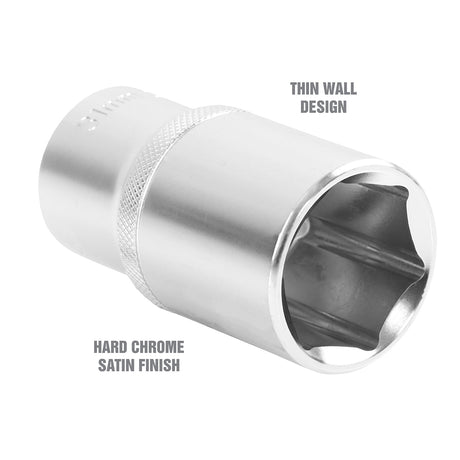 OEMTOOLS 22459 1/2 Inch Drive 6 Pt. Deep Wall Socket (31 mm) Additional Image 2