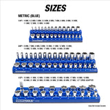 OEMTOOLS 22461 6 Pack Set Metric and SAE Magnetic Socket Tray Set - Blue and Green Additional Image 3