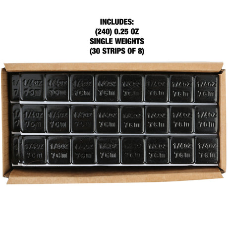 OEMTOOLS 23216 0.25 Oz. Black Steel Adhesive Wheel Weights, 30 Strips of 8, 240 Pieces per Box Additional Image 2