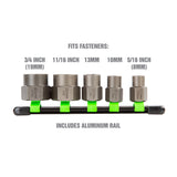 OEMTOOLS 22985 5 Piece Spiral Type Extractor Set on Aluminum Rail Additional Image 1