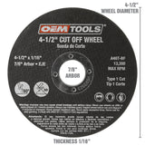 OEMTOOLS 26510 4.5X1/16X7/8 Cut Off Wheel - Pack of 6 Additional Image 2