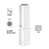 OEMTOOLS 22420 1/2 Inch 1/2 Inch Drive 6 Pt. Deep Wall Socket Additional Image 1