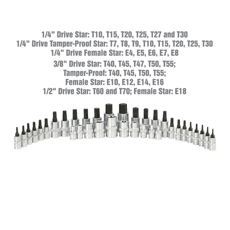 OEMTOOLS 23991 35 Piece Multi-Drive Star Socket Set Additional Image 3