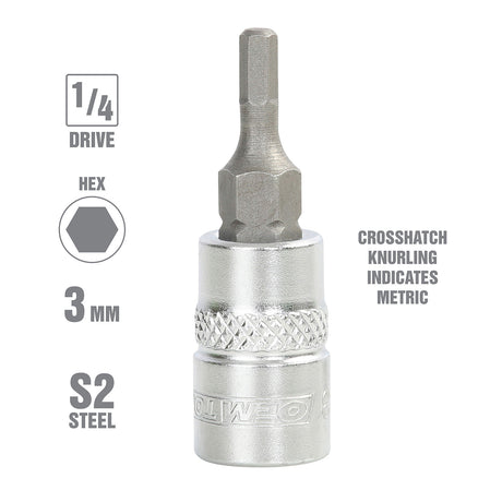 OEMTOOLS 22822 1/4 Inch Drive Hex Bit Socket (3 mm) Additional Image 1