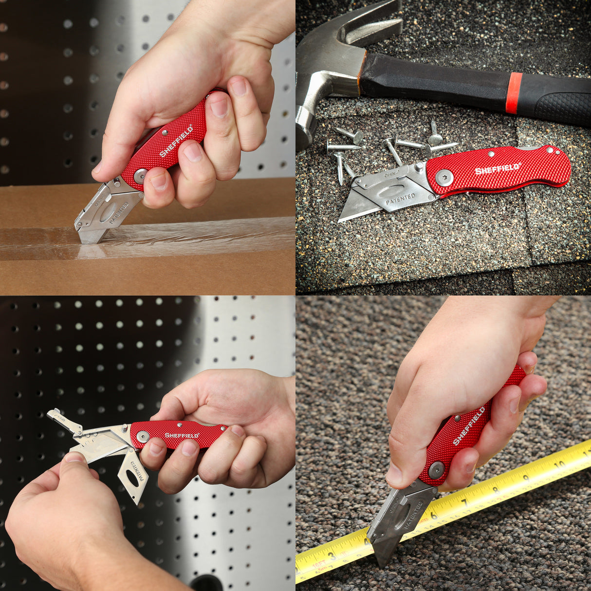 Sheffield 12614 Folding Lock Back® Utility Knife - Red Additional Image 8