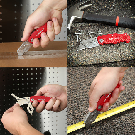 Sheffield 12614 Folding Lock Back® Utility Knife - Red Additional Image 8