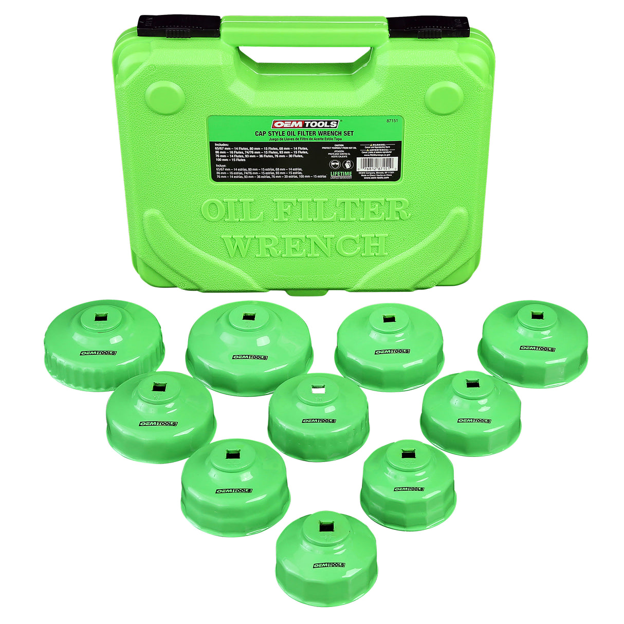 OEMTOOLS 87151 10 Piece Oil Filter Cap Wrench Set Main Image