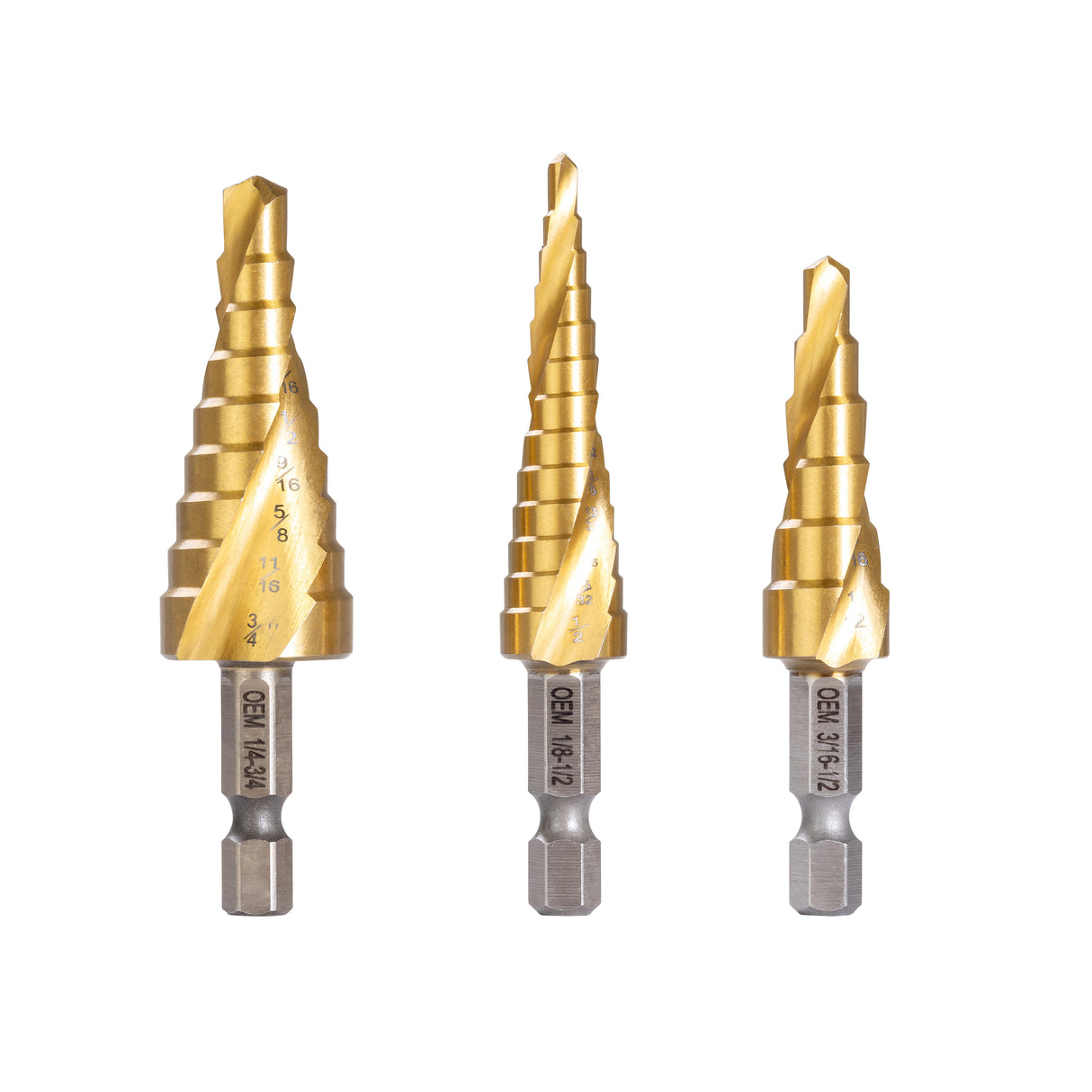 OEMTOOLS 24372 3 Piece Spiral Step Drill Set Main Image
