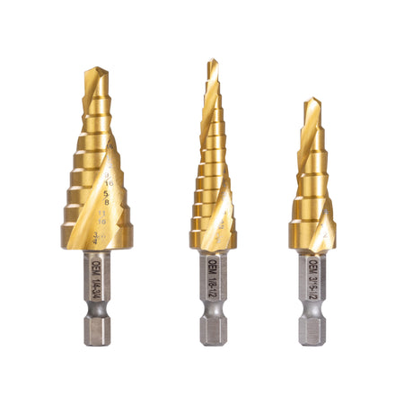 OEMTOOLS 24372 3 Piece Spiral Step Drill Set Main Image