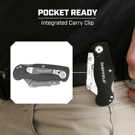 Sheffield 12613 Folding Lock Back® Utility Knife - Black Additional Image 5