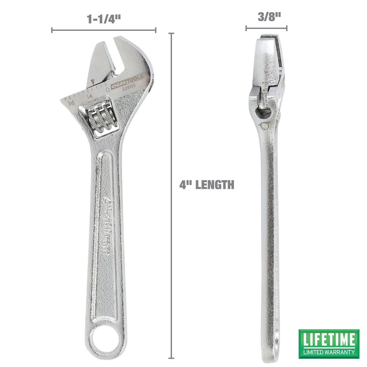 OEMTOOLS 22650 4 Inch Adjustable Wrench Additional Image 1