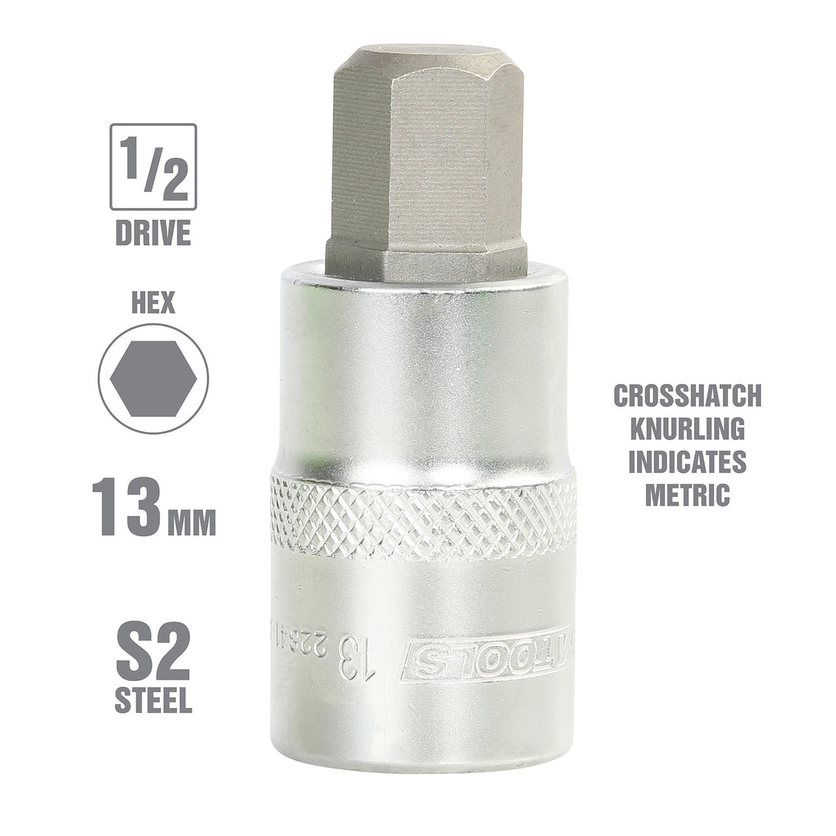 OEMTOOLS 22841 1/2 Inch Drive Hex Bit Socket (13 mm) Additional Image 1