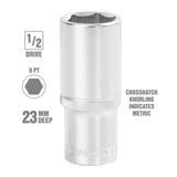 OEMTOOLS 22453 1/2 Inch Drive Deep Wall Socket (23 mm) Additional Image 1