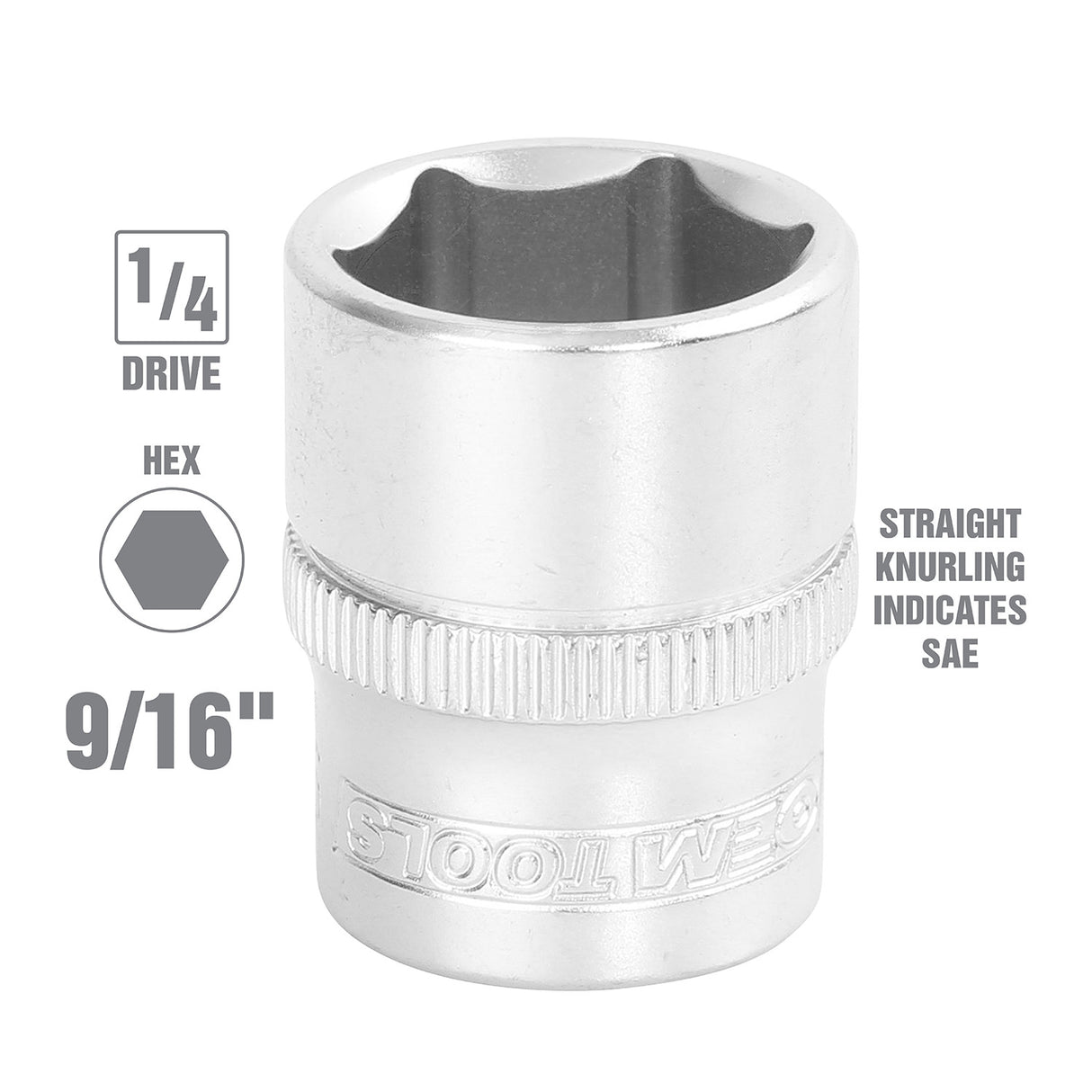 OEMTOOLS 22231 1/4 Inch Drive 6 Pt. Socket (9/16 Inch) Additional Image 1