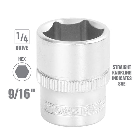 OEMTOOLS 22231 1/4 Inch Drive 6 Pt. Socket (9/16 Inch) Additional Image 1