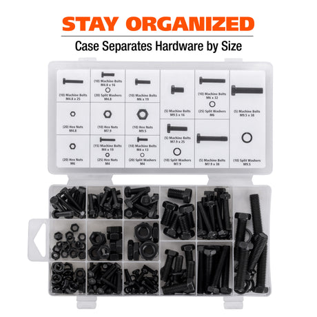 GreatNeck 68233 255-Piece Nut and Bolt Assortment, MM, Black Additional Image 5