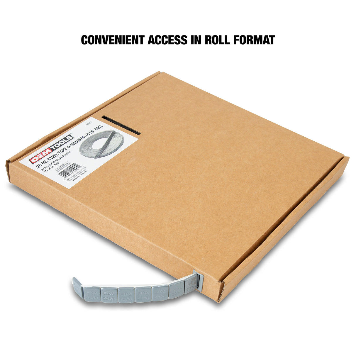 OEMTOOLS 23201 0.25 Oz. Steel Adhesive Wheel Weights, 10 Lb. Roll, 640 Pieces Additional Image 3