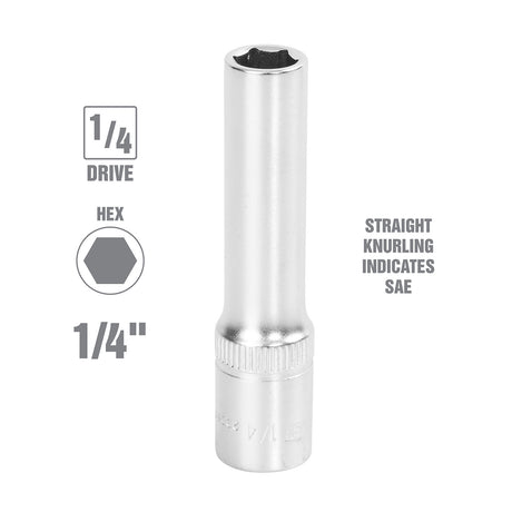 OEMTOOLS 22258 1/4 Inch Drive 6 Pt. Deep Socket (1/4 Inch) Additional Image 1