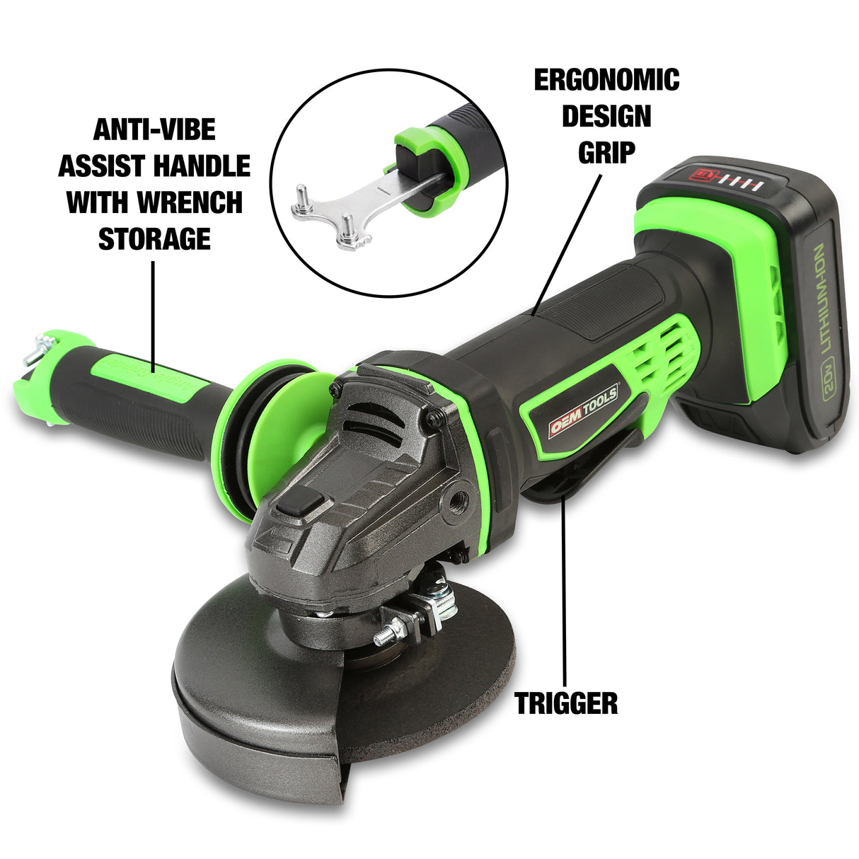 OEMTOOLS 24492 20V MAX* Li-ion Cordless Angle Grinder Additional Image 4