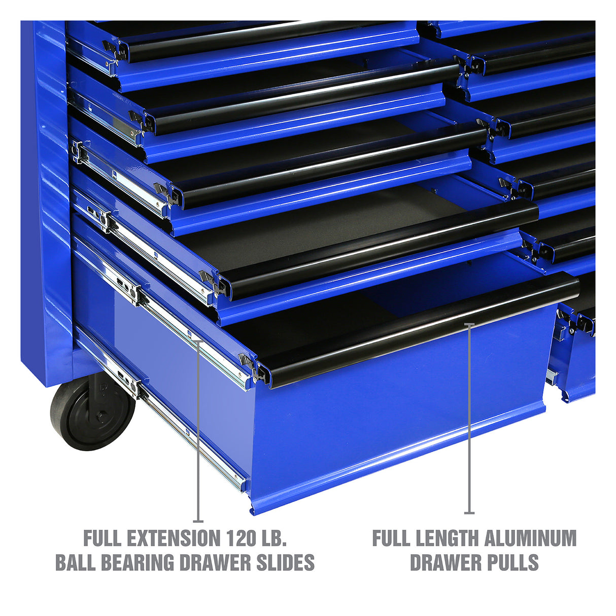 OEMTOOLS 24733 Professional Series 57 Inch 12 Drawer Tool Cabinet - Blue Additional Image 3