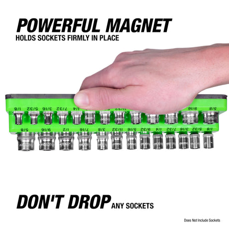 OEMTOOLS 22488 6 Pack Set Metric and SAE Magnetic Socket Tray Set - Black and Green Additional Image 9