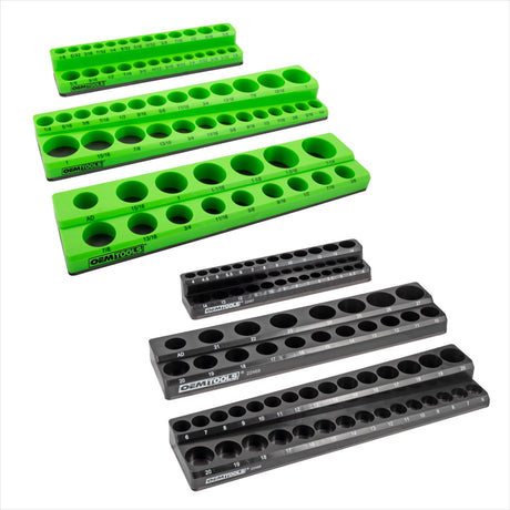 OEMTOOLS 22488 6 Pack Set Metric and SAE Magnetic Socket Tray Set - Black and Green Main Image