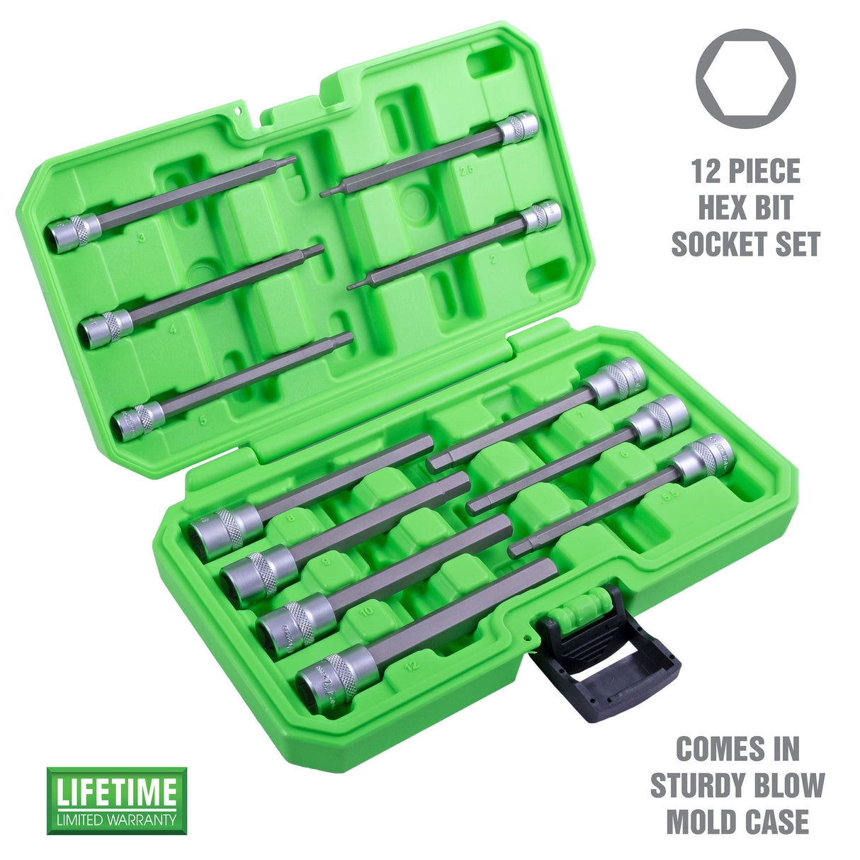 OEMTOOLS 23538 12 Piece Extra Long Hex Bit Socket Set (Metric) Additional Image 1