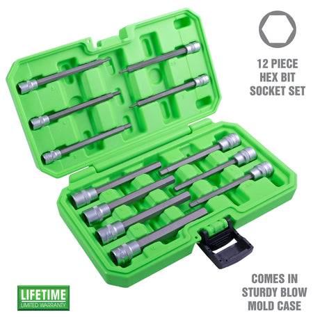OEMTOOLS 23538 12 Piece Extra Long Hex Bit Socket Set (Metric) Additional Image 1