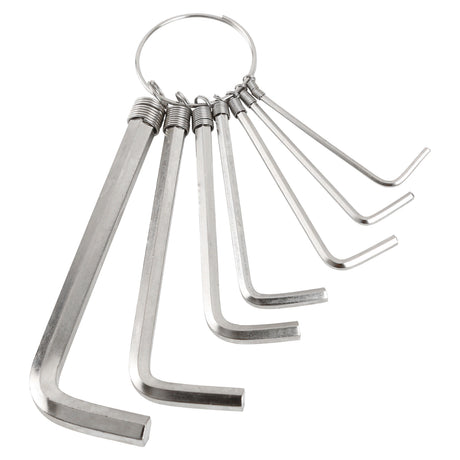 GreatNeck HKR7C Hex Key Wrench Set (7 Piece SAE) on Key Ring Main Image